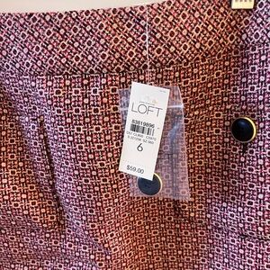 NWT! LOFT Red and White Patterned Skirt